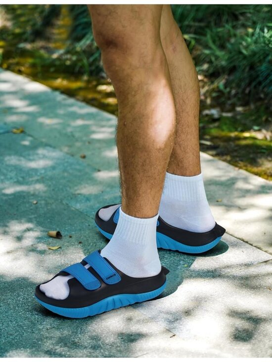 Men\'s Blue&White Recovery Sandals Orthopaedic Walking Slides Adjustable Thick main image 6